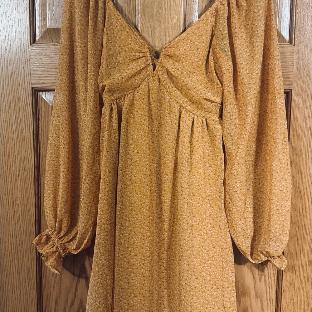 HEYSON Elegant Mustard Floral Dress